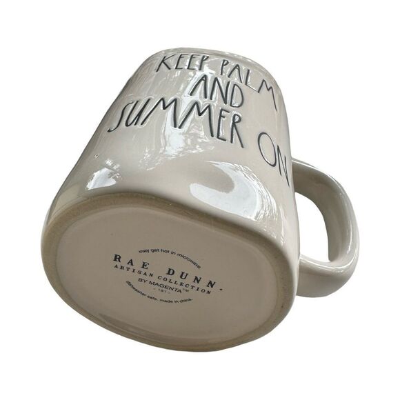 Rae Dunn Coffee Mug Keep Palm and Summer On (Ivory with Black Lettering) NWOT - Picture 7 of 9
